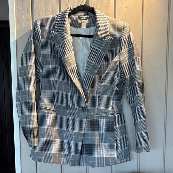 H&M Jackets & Blazers - H&M Blue and Gray Plaid Women's Blazer